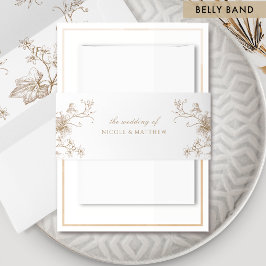 ボエレガントタニカルフローラベージュクリー結婚ム 招待状ベリーバンド