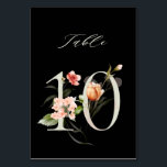 ボエレガントタニカルフローラ番号10、黒 テーブルナンバー<br><div class="desc">変更可能な背景色 |この表の番号カードは淡緑色の番号を備え飾、赤面ピンク、桃、赤、焦げオレンジおよび緑の花と葉の水の色のイラストレーションを示す。このテーブル番号は、結婚式、卒業式、赤ちゃんシャワー、ブライダルシャワー、記念日、その他のイベントに最適。表11.利用可能な番号をすべて確認する。</div>