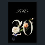 ボエレガントタニカルフローラ番号20、黒 テーブルナンバー<br><div class="desc">変更可能な背景色 |この表の番号カードは、白飾、オレンジ、赤面ピンクおよび緑の花との水の色のイラストレーションを備えた緑の番号を特徴とする。このテーブル番号は、結婚式、卒業式、赤ちゃんシャワー、ブライダルシャワー、記念日、その他のイベントに最適。表20.利用可能な番号をすべて確認する。</div>