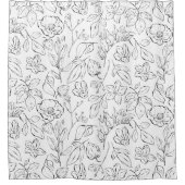 ボエレガントタニカルフローラ白黒 シャワーカーテン (正面)