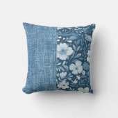 ボエレガントタニカルブルーフェイクデニムルハーフNハーフ クッション (正面)