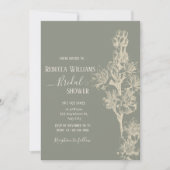 ボエレガントタニカルプリントセージグリーンフローラ 招待状 (正面)