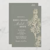 ボエレガントタニカルプリントセージグリーンフローラ 招待状 (正面/裏面)