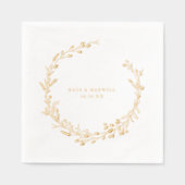 ボエレガントタニカルリース名結婚の日付 箔ナプキン (正面)