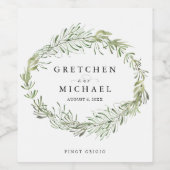 ボエレガントタニカルリース結婚式の引き出物 ワインラベル (シングルラベル)