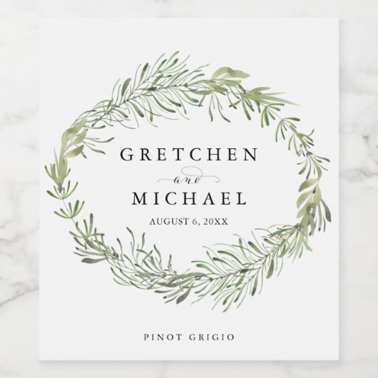 ボエレガントタニカルリース結婚式の引き出物 ワインラベル (シングルラベル)