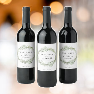 ボエレガントタニカルリース結婚式の引き出物 ワインラベル