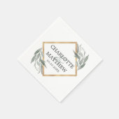 ボエレガントタニカルリーフセージ緑の金ゴールド結婚ズ スタンダードカクテルナプキン (角)