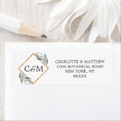 ボエレガントタニカルリーフセージ緑の金ゴールド結婚ズ ラベル (インサイチュ)