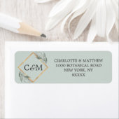 ボエレガントタニカルリーフセージ緑の金ゴールド結婚ズ ラベル (インサイチュ)