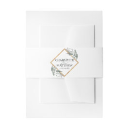 ボエレガントタニカルリーフセージ緑の金ゴールド結婚ズ 招待状ベリーバンド