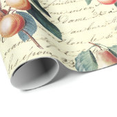 ボエレガントタニカルヴィンテージフルーツベージュスクリプト ラッピングペーパー (ロールコーナー)