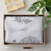 ボエレガントタニカルヴィンテージ白黒バラ 薄葉紙 (ギフト)