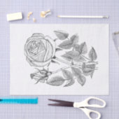 ボエレガントタニカルヴィンテージ白黒バラ 薄葉紙 (クラフト)