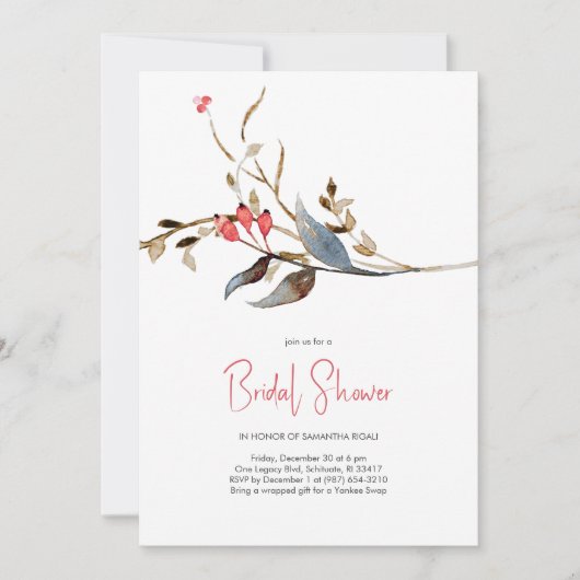 ボエレガントタニカル招待状ブライダルシャワー 招待状 (正面)