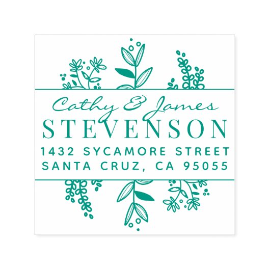 ボエレガントタニカル結婚したカップル差出人住所 セルフインキングスタンプ (デザイン)