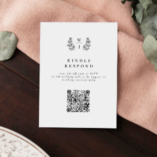 ボエレガントタニカル結婚モノグラムのQRコードRSVP 出欠カード