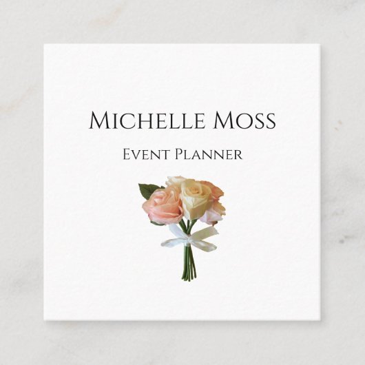 ボエレガントタニカル赤面バラフローライベントプランナー スクエア名刺 (正面)