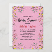 ボエレガントタニカル赤面ピンクフローラブライダルシャワー 招待状 (正面)