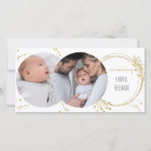 ボエレガントタニカル金ゴールド2フォト誕生 案内状 (正面)