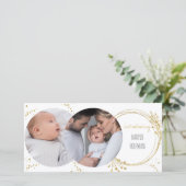 ボエレガントタニカル金ゴールド2フォト誕生 案内状 (スタンド正面)