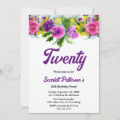 ボエレガントタニカル開花バラフローラ20誕生日 招待状 (正面)