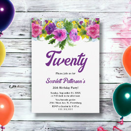 ボエレガントタニカル開花バラフローラ20誕生日 招待状