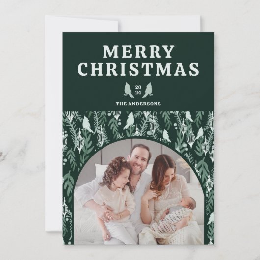 ボエレガントタニカル（鳥）ショウジョウコウカンチョウクレストクリスマス シーズンカード (正面)