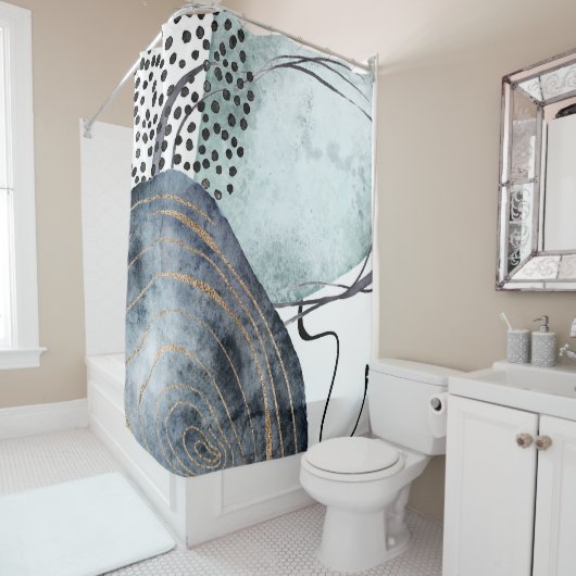 ボエレガントフェミニンホ金ゴールドグリッタースタイリッシュ地球 シャワーカーテン (インサイチュ)