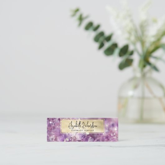 ボエレガントホアメジスト結晶ジュエリー表示装置 スキニー名刺 (スタンド正面)