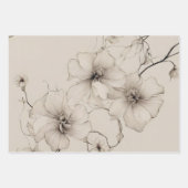 ボエレガントホスタイル花柄、花 ラッピングペーパーシート (正面3)