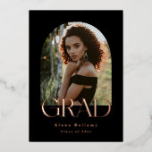 ボエレガントホバラフォイル卒業のお知らせ 箔招待状 (正面)