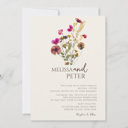 ボエレガントホフローラ山花結婚の 招待状 (正面)