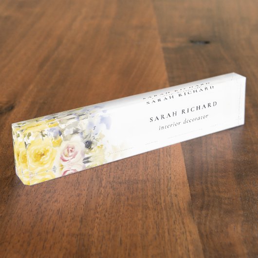 ボエレガントホモダンヴィナージュカラフルバラフローラ デスクネームプレート (側面)