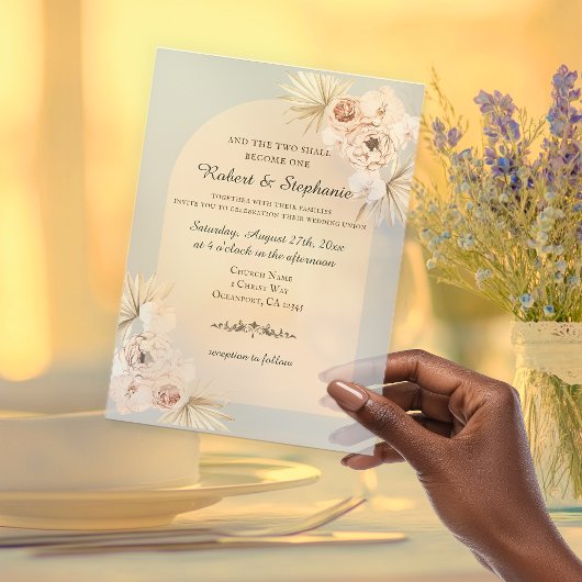 ボエレガントホ春牡丹クリスチャン結婚ズ ベラム紙招待状