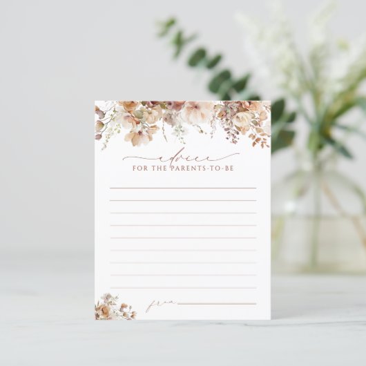 ボエレガントホ秋フローラベビーシャワーアドバイスカード (スタンド正面)