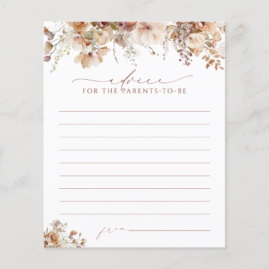 ボエレガントホ秋フローラベビーシャワーアドバイスカード (正面)