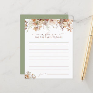 ボエレガントホ秋フローラベビーシャワーアドバイスカード