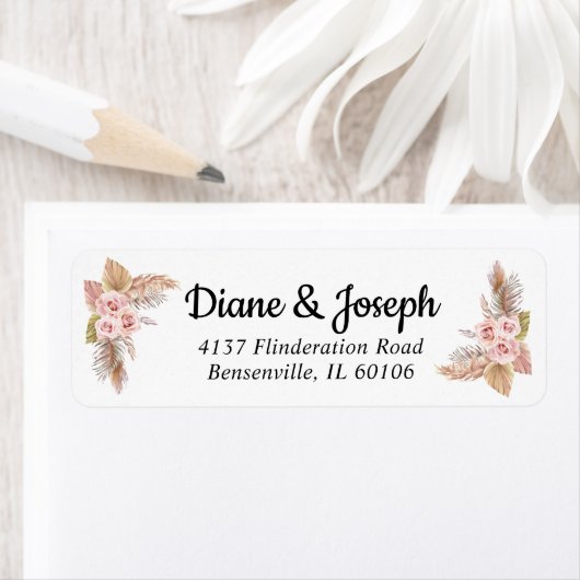 ボエレガントホ結婚フローラ素朴差出人住所 ラベル (インサイチュ)
