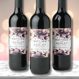 ボエレガントホ赤面ピンクフローラ結婚ズ ワインラベル