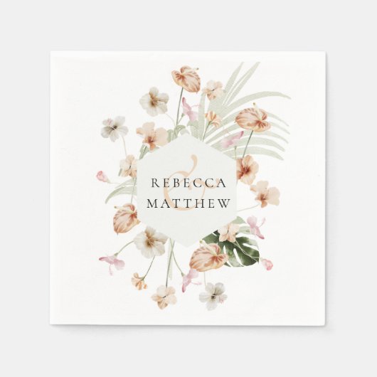 ボエレガントホ赤面フローラグ結婚レナリー スタンダードカクテルナプキン (正面)