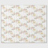 ボエレガントホ赤面フローラ金ゴールドグリッター80th b-day ラッピングペーパー (フラット)