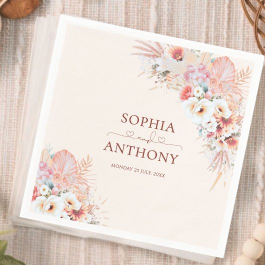 ボエレガントホ赤面水彩フローラ結婚ズ スタンダードカクテルナプキン