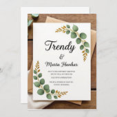 ボエレガント素朴タニカル結婚式招待状 招待状 (正面/裏面)