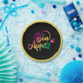 ボオエレガントフランスのン食欲引用文イエローブラックパップ ペーパープレート (パーティー)