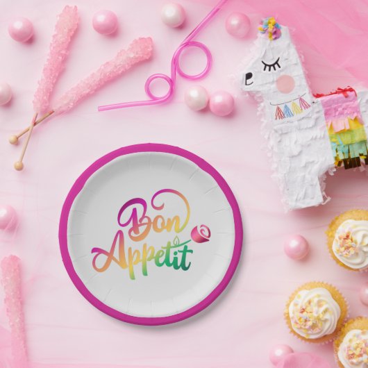 ボオエレガントンフランスの食欲引用文紫グレー ペーパープレート (パーティー)