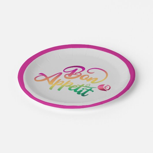 ボオエレガントンフランスの食欲引用文紫グレー ペーパープレート (アングル)