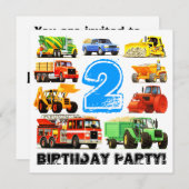 ·ボカスタムーイの2歳建築·トラック·パーティー 招待状 (正面/裏面)