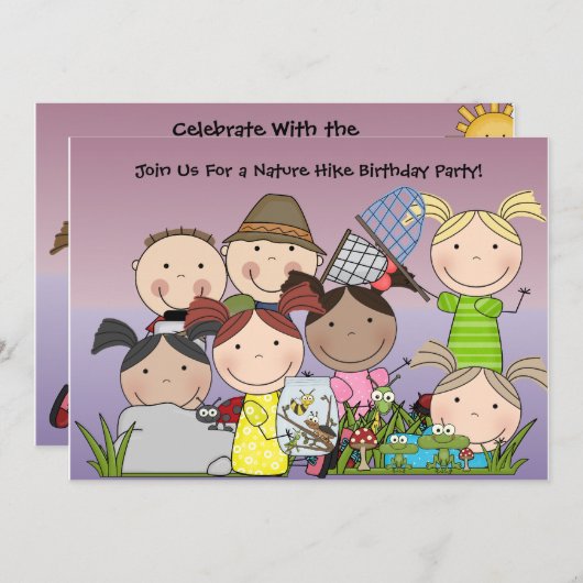 ボカスタムーイズアンドガールズ自然ハイク誕生日招待状 招待状 (正面/裏面)