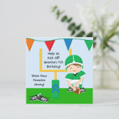 ボカスタムーイングリーンフットボール誕生日招待状 招待状 (スタンド正面)